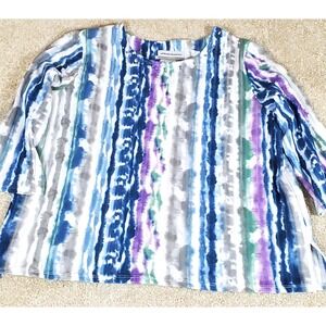 Alfred Dunner Women's Pullover Shirt 3/4 Sleeve Size PL Embellished At Neckline